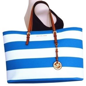 Michael Kors Striped Blue and White Tote